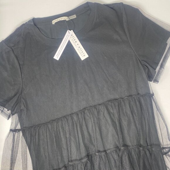 Alice + Olivia Dreema Tulle Overlay Tee Dress Large NWT $395 - Picture 5 of 8